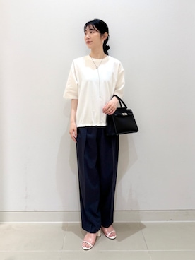 「A DAY IN THE LIFE UNITED ARROWS(アデイインザライフユナイテッドアローズ)のポンチ ドロストTシャツ ‐吸水速乾・接触冷感‐<A DAY IN THE LIFE>(Tシャツ/カットソー、ホワイト系)」を使った、ア デイ イン ザ ライフさん(レディース・156cm)の夏コーディネート