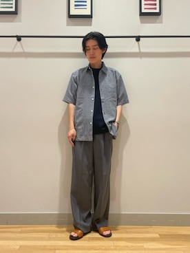 「A DAY IN THE LIFE UNITED ARROWS(アデイインザライフユナイテッドアローズ)のサッカー リラックス レギュラーカラーシャツ-吸水速乾-<A DAY IN THE LIFE>(シャツ/ブラウス、その他)」を使った、ア デイ イン ザ ライフさん(レディース・156cm)の夏コーディネート