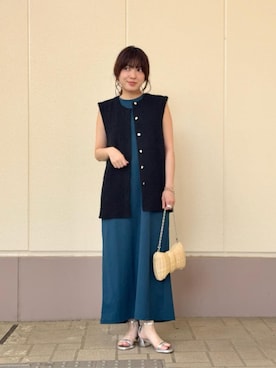 「A DAY IN THE LIFE UNITED ARROWS(アデイインザライフユナイテッドアローズ)のエンブロイダリー ノースリーブブラウス<A DAY IN THE LIFE>(シャツ/ブラウス、ブラック系)」を使った、ア デイ イン ザ ライフさん(レディース・156cm)の夏コーディネート