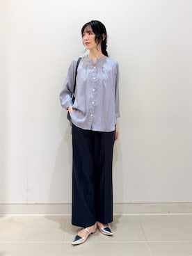 「A DAY IN THE LIFE UNITED ARROWS(アデイインザライフユナイテッドアローズ)のバックプリーツ シャツチュニック 7分袖<A DAY IN THE LIFE>(シャツ/ブラウス、ブルー系)」を使った、ア デイ イン ザ ライフさん(レディース・160cm)の夏コーディネート