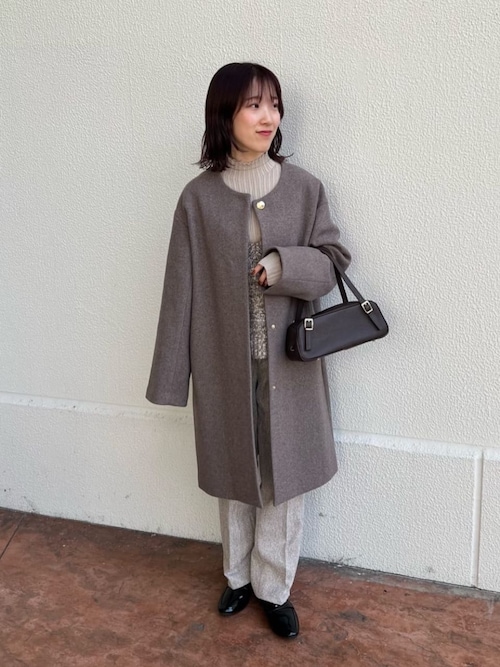 カシミヤブレンド ノーカラーコート ＜A DAY IN THE LIFE＞（ノー