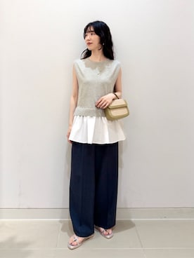 「A DAY IN THE LIFE UNITED ARROWS(アデイインザライフユナイテッドアローズ)のコンビ ペプラム ノースリーブニット ‐ウォッシャブル‐<A DAY IN THE LIFE>(ニット/セーター、グレー系)」を使った、ア デイ イン ザ ライフさん(レディース・156cm)の夏コーディネート