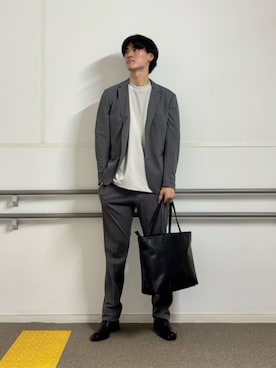 「A DAY IN THE LIFE UNITED ARROWS(アデイインザライフユナイテッドアローズ)のカノコ 2ボタンジャケット-セットアップ対応・マシンウォッシャブル-<A DAY IN THE LIFE>(テーラードジャケット、グレー系)」を使った、ア デイ イン ザ ライフさん(レディース・160cm)の夏コーディネート