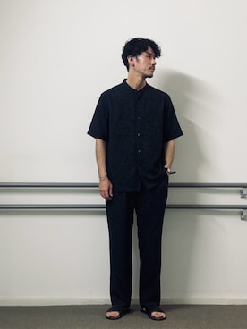 「A DAY IN THE LIFE UNITED ARROWS(アデイインザライフユナイテッドアローズ)のリネンライク バティック ワイド イージーパンツ<A DAY IN THE LIFE>(スラックス、ブルー系)」を使った、ア デイ イン ザ ライフさん(レディース・160cm)の夏コーディネート