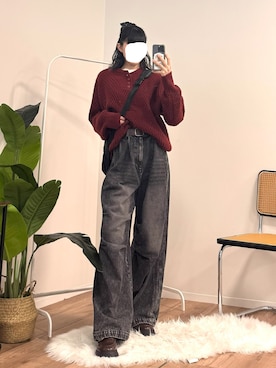 「アイテム（ボディバッグ/ウエストポーチ）」を使った、manamiさん（レディース・170cm）の冬コーディネート