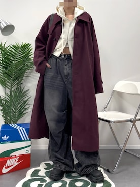 「アイテム（トレンチコート）」を使った、manamiさん（レディース・170cm）の冬コーディネート