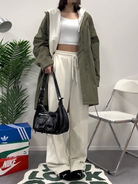 「アイテム（モッズコート）」を使った、manamiさん（レディース・170cm）の冬コーディネート