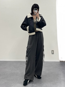 「アイテム（ムートンコート）」を使った、manamiさん（レディース・170cm）の秋コーディネート