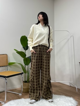 「アイテム（ボストンバッグ）」を使った、manamiさん（レディース・170cm）の秋コーディネート