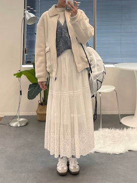 「アイテム（ムートンコート）」を使った、manamiさん（レディース・170cm）の冬コーディネート