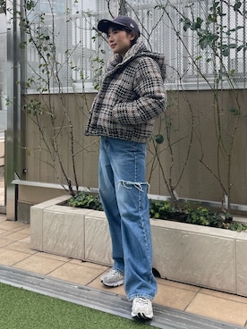 「MURUA（ムルーア）のアイテム（ダウンジャケット/コート）」を使った、辻村奈々さん（レディース・159cm）の冬コーディネート