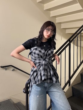 「MURUA（ムルーア）のアイテム」を使った、辻村奈々さん（レディース・159cm）の夏コーディネート