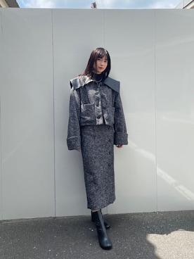 「MURUA（ムルーア）のアイテム（テーラードジャケット）」を使った、辻村奈々さん（レディース・159cm）の秋コーディネート