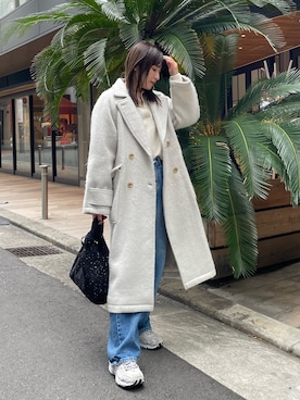 「MURUA（ムルーア）のアイテム（その他アウター）」を使った、辻村奈々さん（レディース・159cm）の冬コーディネート