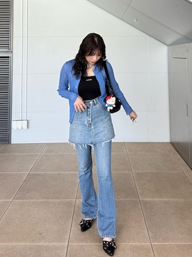 「MURUA（ムルーア）のアイテム（キャミソール）」を使った、辻村奈々さん（レディース・159cm）の春コーディネート