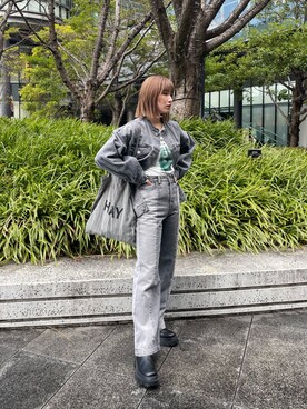 「MURUA（ムルーア）のアイテム（テーラードジャケット）」を使った、辻村奈々さん（レディース・159cm）の冬コーディネート
