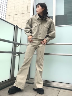 「MURUA（ムルーア）のアイテム（テーラードジャケット）」を使った、辻村奈々さん（レディース・159cm）の冬コーディネート