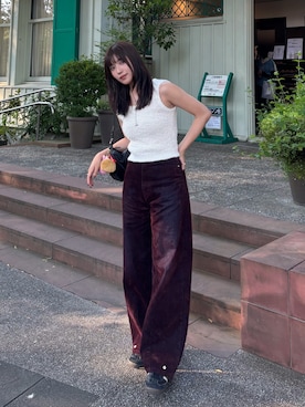 「MURUA（ムルーア）のアイテム」を使った、辻村奈々さん（レディース・159cm）の夏コーディネート