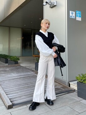 「MURUA（ムルーア）のアイテム（テーラードジャケット）」を使った、辻村奈々さん（レディース・159cm）の冬コーディネート