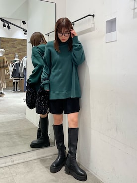 「Champion別注」｜辻村奈々さん（レディース・159cm）の秋コーディネート
