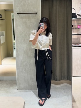 「MURUA（ムルーア）のアイテム（シャツ/ブラウス）」を使った、辻村奈々さん（レディース・159cm）の夏コーディネート