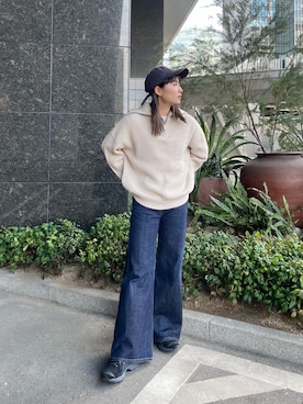 「ZIPニット」｜辻村奈々さん（レディース・159cm）の冬コーディネート