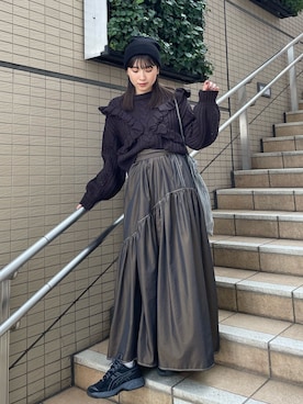 辻村奈々さん（レディース・159cm）の冬コーディネート