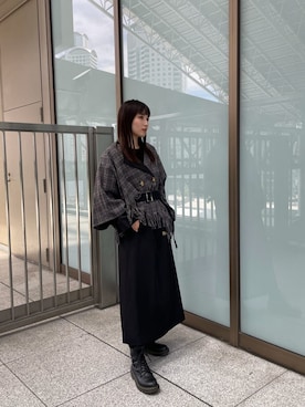 「モード系」｜「アイテム（その他アウター）」を使った、辻村奈々さん（レディース・159cm）の夏コーディネート