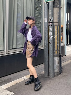 「MURUA（ムルーア）のスリーブフリンジカーディガン（カーディガン/ボレロ）」を使った、辻村奈々さん（レディース・159cm）の秋コーディネート