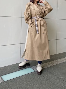 「アイテム（その他アウター、ブラウン系）」を使った、阿部 穂奈美さん（レディース・155cm）の冬コーディネート
