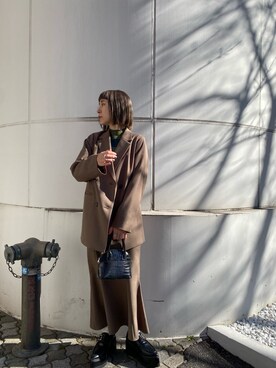 「MURUA（ムルーア）のアイテム（テーラードジャケット）」を使った、阿部 穂奈美さん（レディース・155cm）の冬コーディネート