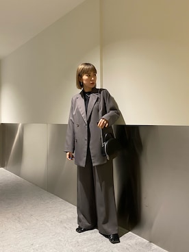 「MURUA（ムルーア）のアイテム（テーラードジャケット）」を使った、阿部 穂奈美さん（レディース・155cm）の冬コーディネート