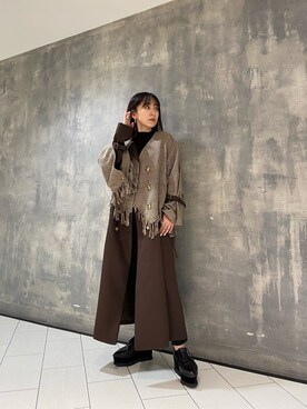 「アイテム（その他アウター、ブラウン系）」を使った、阿部 穂奈美さん（レディース・155cm）の夏コーディネート