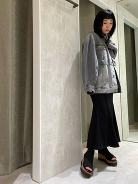 「MURUA（ムルーア）のアイテム（テーラードジャケット）」を使った、阿部 穂奈美さん（レディース・155cm）の冬コーディネート