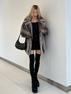 「アイテム（ワンピース）」を使った、杉原優利さん（レディース・152cm）の冬コーディネート