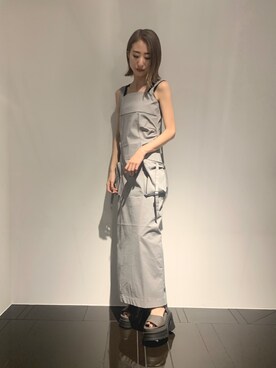 「EMODA（エモダ）のタンクラバーサンダル（サンダル）」を使った、杉原優利さん（レディース・152cm）の夏コーディネート
