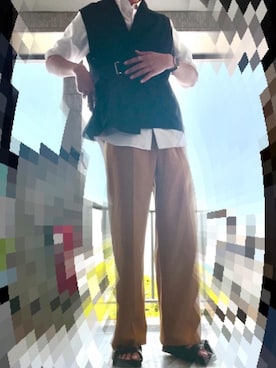 「Ellno Loset（エルノロゼット）のアイテム（ベスト）」を使った、Tylerさん（メンズ・181cm）の夏コーディネート
