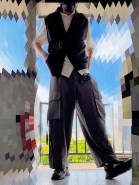 「Ellno Loset（エルノロゼット）のアイテム（ベスト）」を使った、Tylerさん（メンズ・181cm）の夏コーディネート