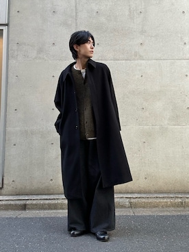 「アイテム（ステンカラーコート）」を使った、ダイスケさん（メンズ・170cm）の冬コーディネート