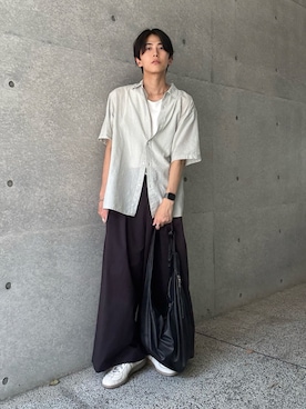 「アイテム（スラックス）」を使った、ダイスケさん（メンズ・170cm）の夏コーディネート