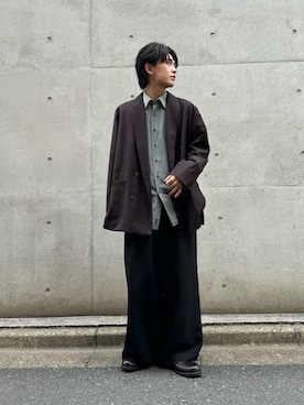 SLIGHT FLARE DOUBLE CLOTH BAGGY SLACKSを使った人気ファッション