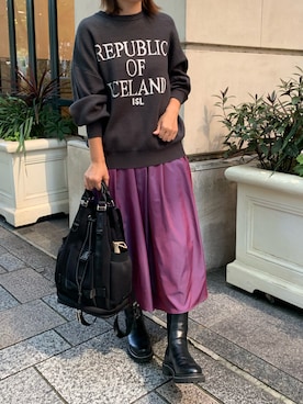 「ロゴニット」｜「アイテム（その他シューズ）」を使った、udc__komaさん（レディース・159cm）の秋コーディネート