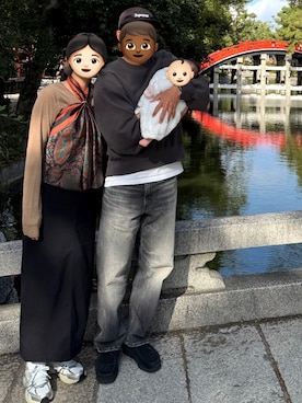 「アイテム（バンダナ/スカーフ）」を使った、chaさん（レディース・159cm）の秋コーディネート