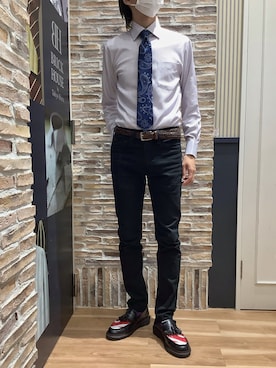 「アイテム（ビジネスシャツ）」を使った、BRICK HOUSE by Tokyo Shirts 各務原イオンモール店さん（メンズ・172cm）の夏コーディネート