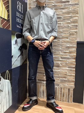 「Dr. Martens（ドクターマーチン）のアイテム（ローファー）」を使った、BRICK HOUSE by Tokyo Shirts 各務原イオンモール店さん（メンズ・172cm）の秋コーディネート