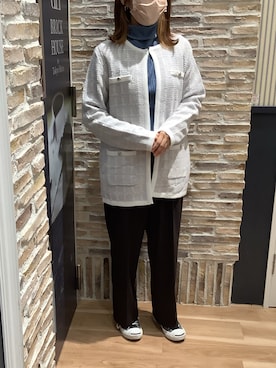 「黒パンツ」｜「アイテム（ノーカラージャケット）」を使った、BRICK HOUSE by Tokyo Shirts 各務原イオンモール店さん（レディース・152cm）の秋コーディネート