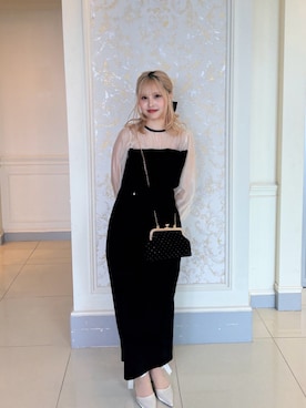 SALON by Chico】配色シアーリボンベロアワンピース/オケージョンを