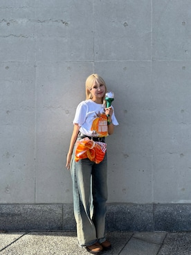 「SHEINのアイテム（デニムパンツ、ブルー系）」を使った、nanalogさん（レディース・155cm）の春コーディネート