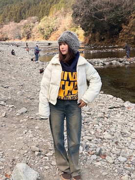 「アイテム（パーカー）」を使った、nanaさん（レディース・155cm）の冬コーディネート