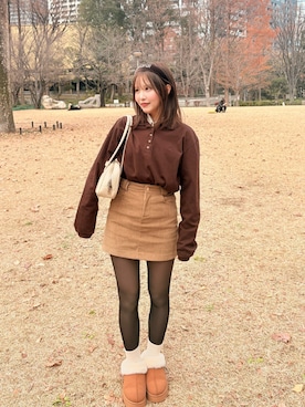 「アイテム（カチューシャ）」を使った、nanaさん（レディース・155cm）の冬コーディネート